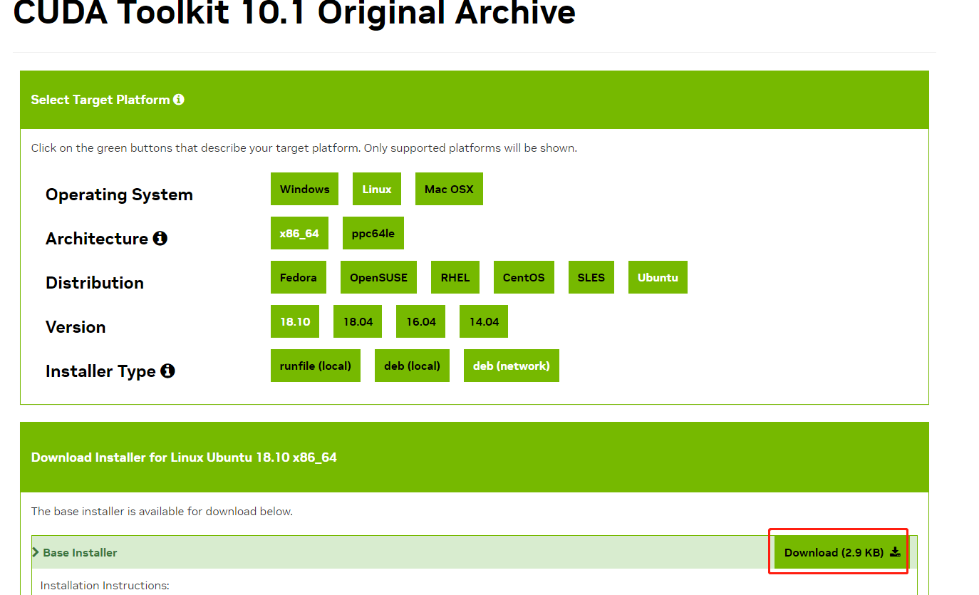 Ubuntu 20 安装CUDA Toolkit 10.1 Original Archive